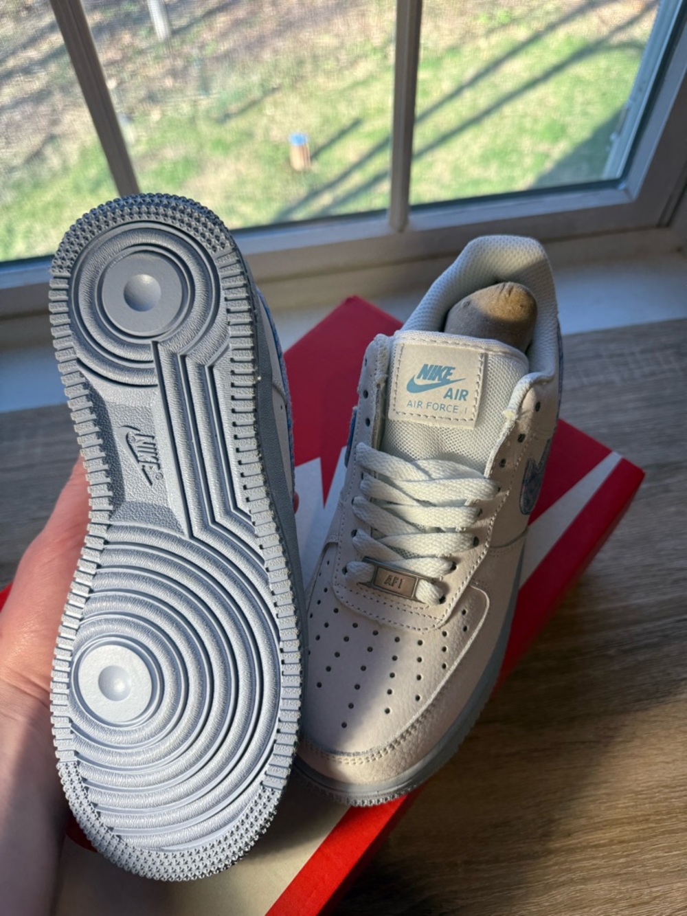 Nike Air Force 1 "Hydrogen Blue" with Psychedelic Swooshes - Picture 6 of 9